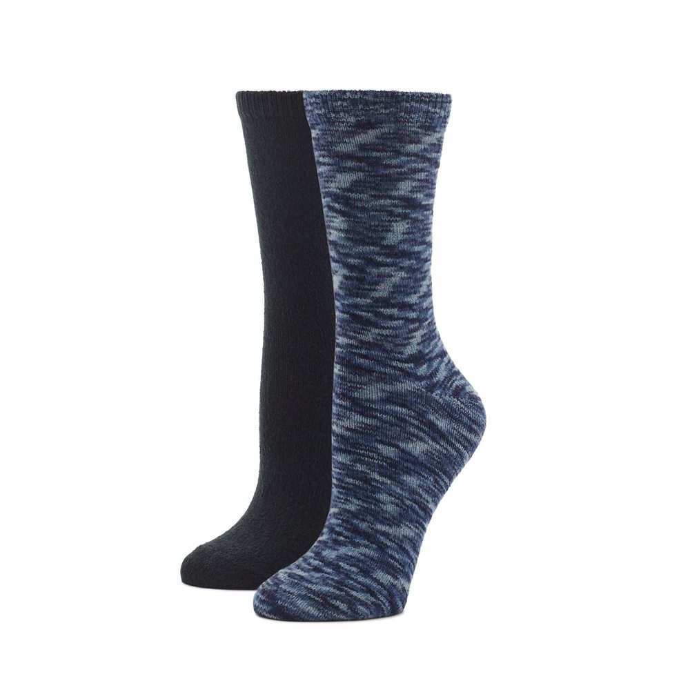 HUE Women's Space Dyed Boot Socks 2 Pair Pack Denim/Black